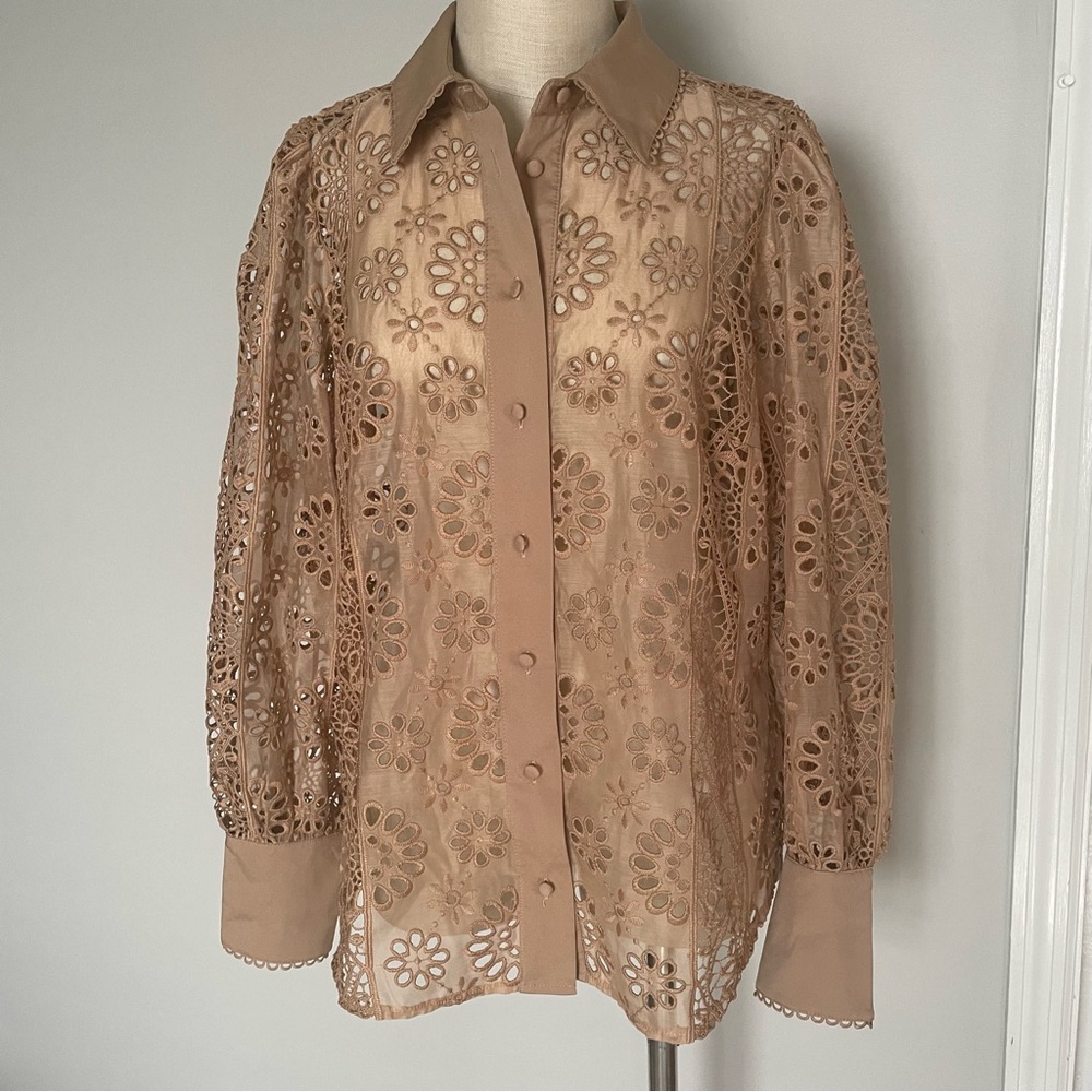 Boston Proper eyelet victoria shirt size L